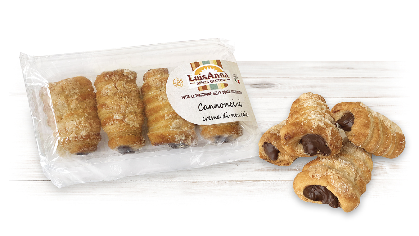 Cannoncini di sfoglia senza glutine ripieni di Crema di nocciola LuisAnna gluten free